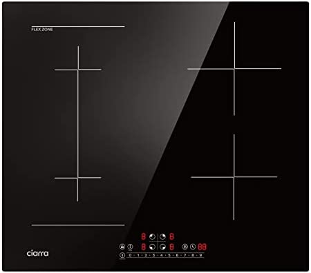 CIARRA CBBIH4BF 7200W Plaque Induction Encastrable 4 Zones - 1 Zone Flexible et Boost- Commande Tactile - en Verre Ceramique -9 Niveaux de Puissance- Verrouillage d'enfant Fiche Technique et Prix au Maroc