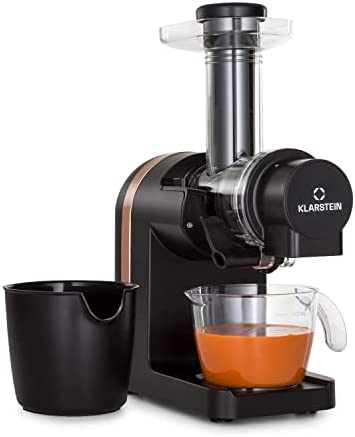Klarstein Bella Elegance extracteur de jus 200 W, 400 ml, sans BPA, pied antidérapant, temps de fonctionnement continu max. : env. 20 minutes, nettoyage facile, noir Fiche Technique et Prix au Maroc