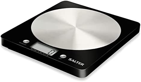 Salter 1036 BKSSDR Disc Balance de Cuisine Électronique, Balance Numérique avec Plateforme de Disque en Acier Inoxydable, Fonction Ajouter et Peser, Affichage LCD Facile à Lire, Capacité 5KG, Noir Fiche Technique et Prix au Maroc