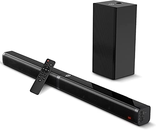 Barre de Son 2.1CH 100W avec Caisson de Basses, Barre de Son Surround 3D pour téléviseur 4K et HD, Barre de Son Bluetooth, Basses réglables, Modes de Jeu - Tapio V Fiche Technique et Prix au Maroc