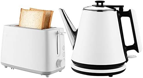 HIMU Ensemble Bouilloire Électrique Et Grille-Pain, 1,2L Bouilloire En Acier Inoxydable | Grille-Pain Motorisé Avec 2 Fentes Larges | Plateau Ramasse-Miettes Amovible, Blanc Fiche Technique et Prix au Maroc