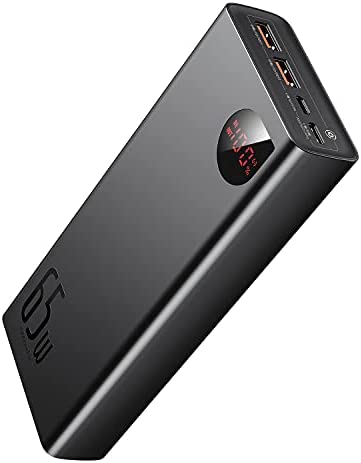 Baseus Batterie Externe, Chargeur Portable USB C 65W 20000mAh, PD 3.0 QC 4.0 Batterie à Trois Sorties à Charge Rapide avec écran LED pour iPhone 12 11 XS Samsung S20 Macbook iPad Pro Fiche Technique et Prix au Maroc