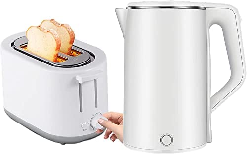 RENXR Ensemble De Cuisine Blanc avec Grille-Pain Et Bouilloire Électrique Bouilloire Électrique De 2 litres Grille-Pain À Grande Levée avec 2 Larges Fentes en Acier Inoxydable Un Paquet De 2 Fiche Technique et Prix au Maroc