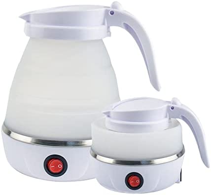 Bouilloire pliable, AolKee bouilloire électrique portable, bouilloire de voyage avec base en acier inoxydable 304, silicone de qualité alimentaire pour le camping, la randonnée 0,6 L (Blanc) Fiche Technique et Prix au Maroc