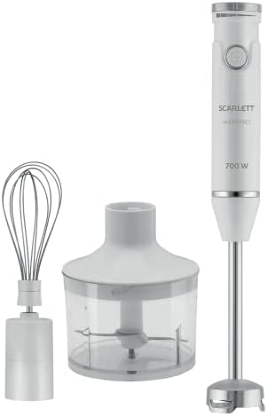 Scarlett Mixeur plongeant SC-HB42F91 (700 W de puissance, acier inoxydable Steel-Pro, presse-purée, pied de mixage amovible, couteau multifonction, puissant et confortable, avec accessoires) Fiche Technique et Prix au Maroc