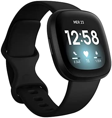 Fitbit Versa 3, la montre connectée santé et sport avec un abonnement de 6 mois à Fitbit Premium inclus, GPS intégré, score d’aptitude quotidienne et jusqu’à 6 jours d’autonomie de batterie Fiche Technique et Prix au Maroc