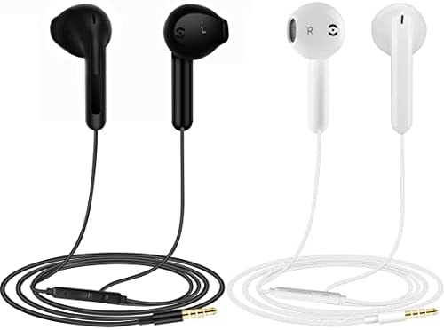 2 Pack Écouteurs, écouteurs Intra-Auriculaires filaires, Casque antibruit avec Microphone, Compatible avec Les tablettes et Ordinateurs Portables Samsung Huawei MP3 Players (Noir + Blanc) Fiche Technique et Prix au Maroc