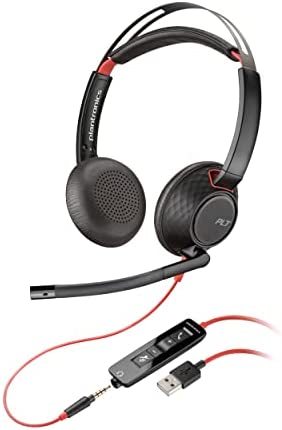Plantronics Blackwire 5220 Casque stéréo, filaire, USB-A, microphone avec réduction du bruit (Poly) - confort tout au long de la journée - USB-A: PC/Mac ou téléphone mobile par connexion 3,5 mm Fiche Technique et Prix au Maroc