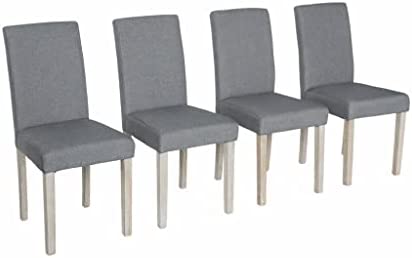 Alice's Home - Lot de 4 chaises - Rita - chaises en Tissu. Pieds en Bois cérusé. Gris clairs Fiche Technique et Prix au Maroc