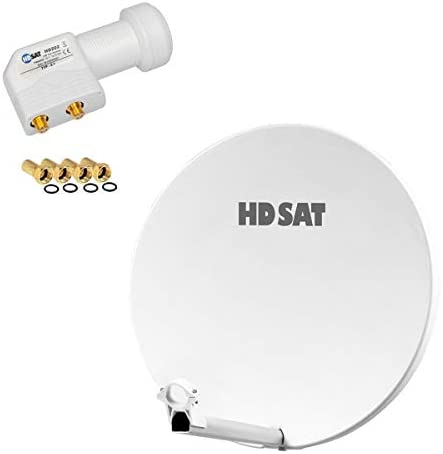 HDSAT Pack Parabole Satellite Fibre Composite Blanche 60cm Brides INOX + LNB Twin HD 4K Fiche Technique et Prix au Maroc