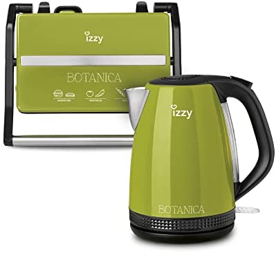 izzy Kit grille-pain et bouilloire en vert, préparateur pour petit-déjeuner – Bouilloire en acier inoxydable, 1.7 l, 2200 W, arrêt automatique, barbecue à sandwich Maker, multigrill (vert) Fiche Technique et Prix au Maroc