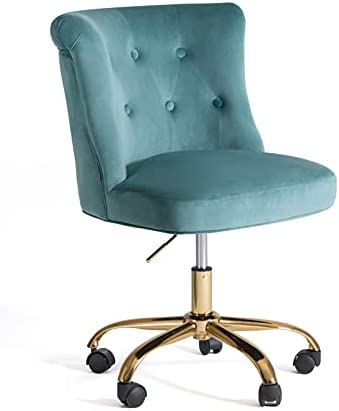 HIC High in the clouds Chaise de Bureau Bleu sans Accoudoir Velours 150 kg Ergonomique Fauteuil de Bureau Bleu à roulettes Mal de Dos Confortable Fille Vintage Ado Femme Moderne Design Bleu Chaise Fiche Technique et Prix au Maroc