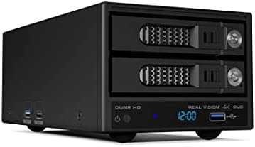 Dune HD Real Vision 4K Duo | Dolby Vision | HDR 10+ | Ultra HD | Lecteur Multimedia 4K et Android Smart TV Box | RTD1619 RD | 2X 3.5/2.5" HDD Racks, HD-Audio, HDMI, BT, WiFi, 4GB / 32GB, MKV, H.265 Fiche Technique et Prix au Maroc