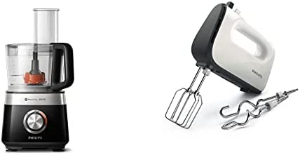 Philips Robot Multifonction Compact - 850W, 31 Fonctions, Bol de 2.1L, Ultra Puissant, Lame en Acier Inoxydable (HR7530/10) & Batteur - 450 W - 5 vitesses + Turbo Mixeur Blanc. Fiche Technique et Prix au Maroc