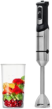 Mellerware - Mixeur plongeant Spiro! 1000W | Blender Multifonction 3en1 Hachoir, Émulsifiant, Mélanger | Vitesse réglable | TURBO | Acier inox | Anti-éclaboussures | Tasse Doseuse 600ml | Noir Fiche Technique et Prix au Maroc