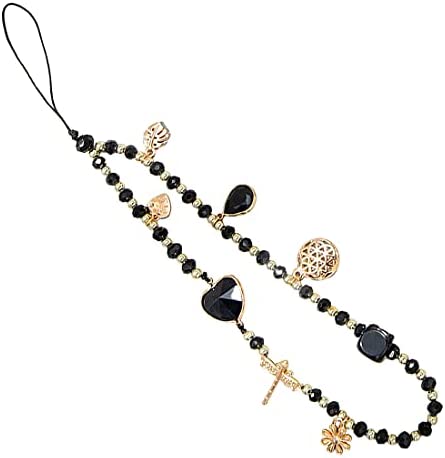 LEDSHLIU Longe de téléphone portable, 1 pièce cristal noir anti-perte étui de téléphone portable pendentif pendentif chaîne téléphone portable décoration accessoires porte-clés lanière Fiche Technique et Prix au Maroc