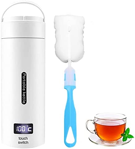 Bouilloire électrique portable de voyage avec écran LCD, mini bouilloire électrique à contrôle de la température, réglage de la température, arrêt automatique pour voiture, camping, thé, café (blanc) Fiche Technique et Prix au Maroc