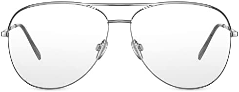 Cheapass Sunglasses Anti-lumière Bleue avec Grande Monture Brillante Argentée en Métal Protection d'Écran pour Jeux Vidéo Travail Hommes Femmes Fiche Technique et Prix au Maroc