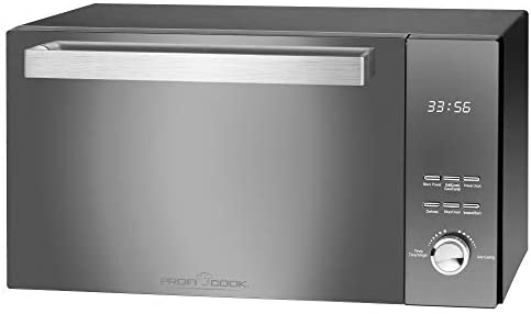 ProfiCook PC-MWG 1204 Micro-ondes avec gril 23 l Puissance de four 800 W Puissance de cuisson 1000 W Double vitrage Porte verticale avec poignée en acier inoxydable de qualité supérieure Fiche Technique et Prix au Maroc
