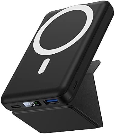 Yiisonger Batterie Externe Magnétique, Compatible avec MagSafe, 10000mAh sans Fil Power Bank Charge Rapide PD 22.5W avec Support Pliable, Affichage LED, Compatible iPhone 14/13/12/Pro/Pro Max(Noir) Fiche Technique et Prix au Maroc