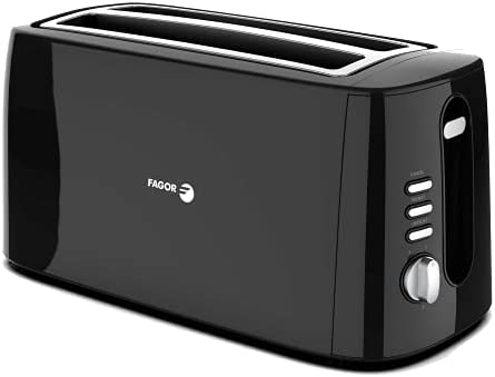 FAGOR - Grille-pain LONGTOAST Duo à double rainure longue 1550W de puissance et plein extérieur noir clignotant. 6 niveaux de torréfaction. 3 fonctions intégrées. Fiche Technique et Prix au Maroc