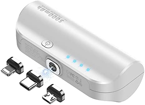 LUCKYDUO Mini Batterie Externe 5000mAh, 3 en 1 Magnétique Chargeur Portable Compact de, Petite magnétique sans Fil Power Bank Lightning/USB C/Micro USB A/Compatible avec iPhone/Huawei/Samsung Fiche Technique et Prix au Maroc