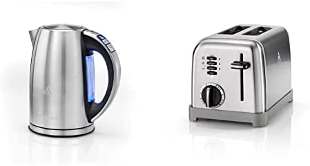 Cuisinart CPK17E Bouilloire digitale multi-température, variable 85-100°C, LCD, acier inoxydable brossé, 3000 W, 1.7L & CPT160E Grille-pain 2 tranches, acier inoxydable brossé Fiche Technique et Prix au Maroc