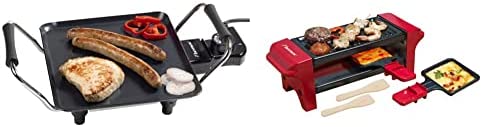 Bestron Plancha/Plaque de cuisson teppanyaki électrique antiadhésive, 21 x 21 cm, 1000 W, Noir & Mini Gril raclette, Pour 1 à 2 personnes, Revêtement anti-adhésif, 350 W, Rouge/Noir Fiche Technique et Prix au Maroc