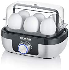 SEVERIN Cuit-œufs 420 W, Appareil de cuisson pour 1 à 6 œufs, Doseur d'Eau Gradué et Perce-Œufs Inclus, Cuiseur à œufs avec réglage électronique du temps de cuisson, noir/inox, EK 3167 Fiche Technique et Prix au Maroc