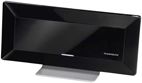 Thomson Antenne Intérieure HD plate "ANT1528BK" (pour réception radio/télévision numérique, DVB-T/-T2, DAB/DAB+, HD/3D, avec amplificateur, filtre anti-bruit, performance 45) Noir/Gris Fiche Technique et Prix au Maroc