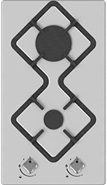 HUDSON - Plaque Cuisson Gaz 2 Feux Encastrée – Inox – Forme Losange – L 29 x l 51 x H 5cm – Allumage Automatique – Sécurité Thermocouple – 3600W - Poids 4,5 kg Fiche Technique et Prix au Maroc