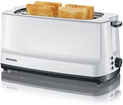 SEVERIN Grille-pain automatique 1400 W, Toaster compact 2 fentes jusqu'à 4 tranches, Grille-pain électrique avec réglage du degré de brunissage & fonction décongélation, blanc, AT 2234 Fiche Technique et Prix au Maroc