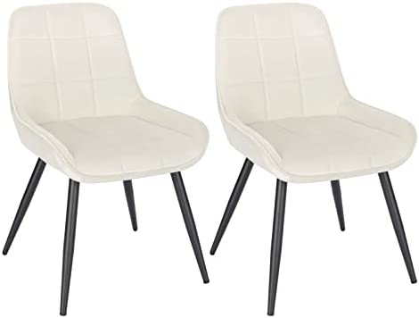 WOLTU Lot de 2 Chaises de Salle à Manger, Chaises Relaxantes en Velours, Chaises Scandinaves Ergonomiques avec Dossier pour Salon, Salle de séjour, Cuisine, Chambre à Coucher,crème Blanc, BH331cm-2 Fiche Technique et Prix au Maroc