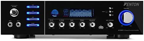 Fenton AV320BT Amplificateur 5 Canaux - Puissance 2 x 100W, Connexion sans Fil Bluetooth, USB, 2 entrées Micro, 5 Entrées RCA, Réglage Graves/aigus et Echo, Idéal pour Utilisation Home-cinéma Fiche Technique et Prix au Maroc