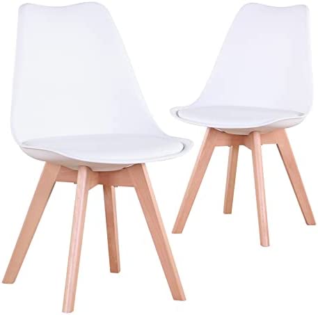 BenyLed Lot de 2 Chaises de Salle à Manger Scandinaves, Siège Cuisine Plastique Similicuir, Blanc Fiche Technique et Prix au Maroc