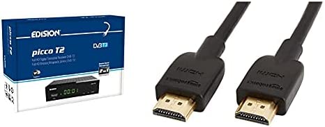 EDISION Picco T2, TNT Récepteur DVB-T/T2, WiFi Support, 2in1 IR Remote Control & Amazon Basics Câble HDMI 2.0 Haute Vitesse Ultra HD, supportant Les formats 3D et avec Canal de Retour Audio, 1,8 m Fiche Technique et Prix au Maroc