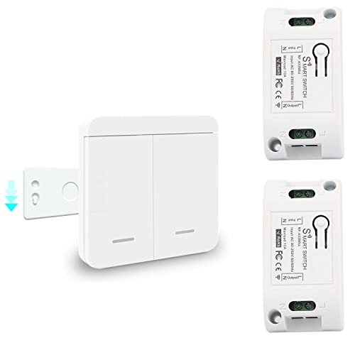 Kit Interrupteur Sans Fil, Interrupteur Mobile AC 220V Relais Récepteur RF 433Mhz émetteur Radio 100 Mètres De Plage De Contrôle Pour L'éclairage (1 Interrupteur 2 Récepteurs) Fiche Technique et Prix au Maroc