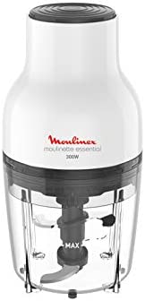 Moulinex Moulinette Essential Hachoir, 300W, Bol 400ml, Mini Hachoir, 4 lames acier inoxydable, Mini mixeur, Hachoir viande, Découpe légumes, Oignon, Pesto, Persil, Compatible lave vaisselle DJ520110 Fiche Technique et Prix au Maroc