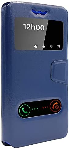 Coque Compatible avec MICROMAX Canvas Infinity Life Double Fenêtre Universelle Pochette Magnétique - Bleu Fiche Technique et Prix au Maroc
