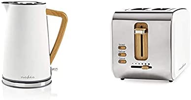 Nedis Bouilloire électrique 1,7 l douce au toucher Blanc & Grille Pain 2 Fentes Larges Blanc Fiche Technique et Prix au Maroc