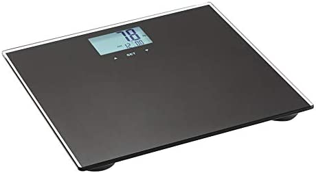 Amazon Basics Pèse-personne avec technologie de calcul de l’IMC - Fonction marche/arrêt automatique, noir Fiche Technique et Prix au Maroc