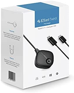 EZCast TwinX|Émetteur et récepteur USB-C à Affichage sans Fil HDMI, Applications de Streaming payantes, Miracast, Airplay, DLNA, Miroir de navigateur Chrome, iOS/Android/MacOS/Windows /Chrome OS Fiche Technique et Prix au Maroc