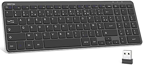 OMOTON Clavier sans Fil 2.4 Ghz, Clavier AZERTY sans Fil Silencieux pour Windows 10/8/7, PC, Ordinateur, Clavier USB sans Fil avec Pavé Numérique, 12 Raccourcis Multimédias, Ultra-Mince, Noir Fiche Technique et Prix au Maroc