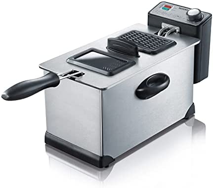 SEVERIN Friteuse 2 000 W, Friteuse électrique en inox d’une capacité de 3 L, Appareil de cuisson pour frites, légumes, viandes, poissons ou beignets, inox, FR 2431 Fiche Technique et Prix au Maroc