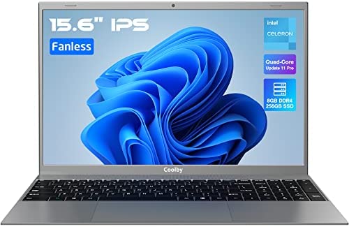 Coolby Ordinateur Portable 15.6 Pounces, 8Go RAM 256Go SSD PC Windows 10 Pro, Windows 11 Disponible, PC Portable Jusqu'à 2,7 GHz, Processeur 4-Core J4125, 1920x1080 IPS, 2.4G+5G WiFi, HDMI, USB 3.0 Fiche Technique et Prix au Maroc