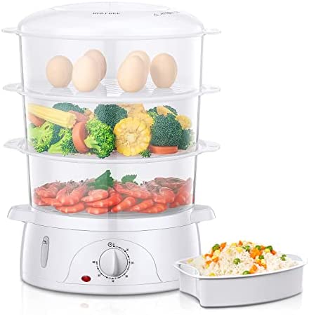 FORHERE Cuiseur Vapeur Électrique, Cuiseur Vapeurs 3 paniers (9 L) avec minuterie, Cuisson vapeur cuisine pour légumes, viande, sans BPA, Protection anti-brûlure sèche, Lave-vaisselle, 800W Fiche Technique et Prix au Maroc