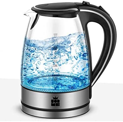 ForMe Bouilloire Électrique en Verre 1.7 I Éclairage LED illumination I Cristal Transparente I Avec fond en Acier Inoxydable I 2200W Sans BPA I Et Système de Protection Contre l'ébullition à sec Fiche Technique et Prix au Maroc