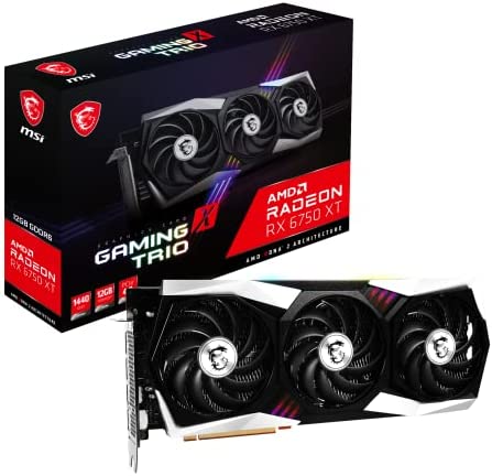 MSI Radeon RX 6750 XT Gaming X Trio 12G Carte Graphique Gaming GPU MHz Mémoire 12000 Mo, Noir Fiche Technique et Prix au Maroc