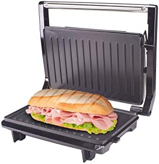 BEPER P101TOS001 Plat à rôtir anti-adhérent, hauteur automatique, lumière de fonctionnement, poignée froide au toucher, crochet de fermeture, Panini Maker, Sandwich Maker, acier Fiche Technique et Prix au Maroc