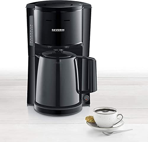 SEVERIN Cafetière Filtre Isotherme, 1 000W, 1L, Jusqu'à 8 tasses, Verseuse Isotherme avec Couvercle de Filtration, Noir, KA 9250 Fiche Technique et Prix au Maroc